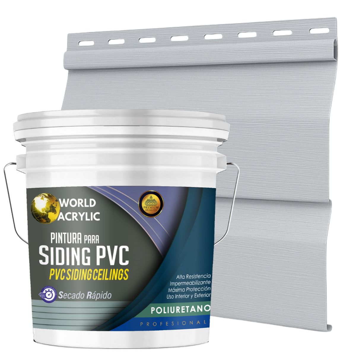 WORLD ACRYLIC - ESMALTE PU - TINETA 10 LITROS SIDING PCV PLASTICOS - GRIS PERLA