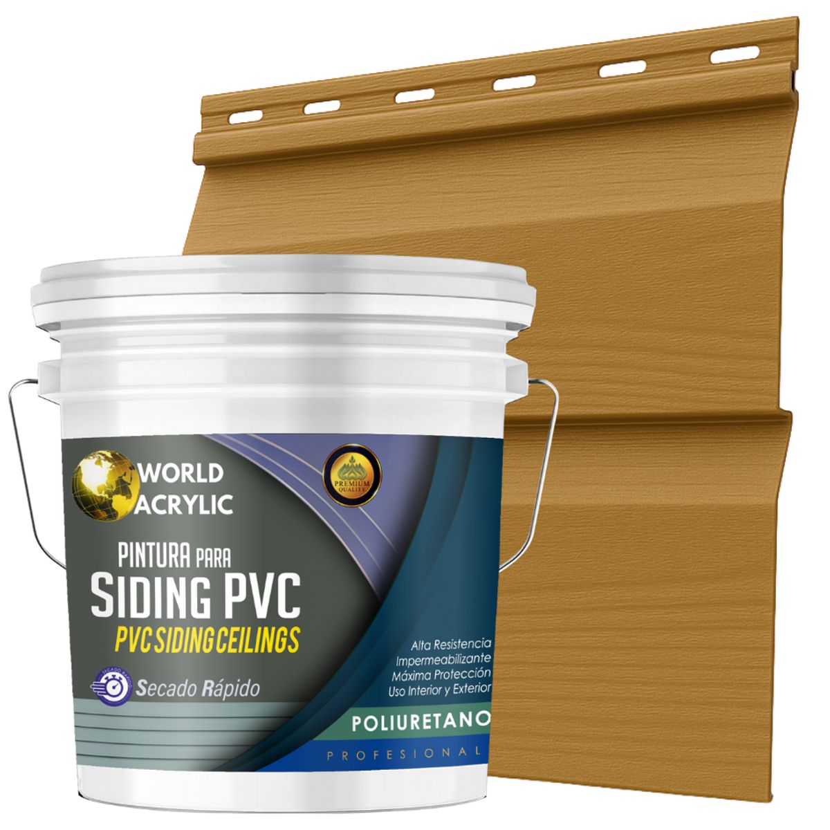WORLD ACRYLIC - ESMALTE PU - TINETA 10 LITROS SIDING PCV PLASTICOS - MAÑIO CLARO