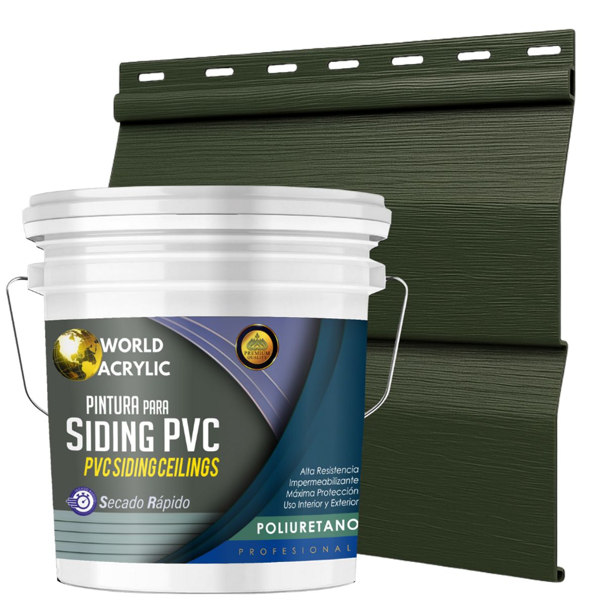 ESMALTE PU - TINETA 10 LITROS SIDING PCV PLASTICOS - MUSGO, marca WORLD ACRYLIC - Foto Principal