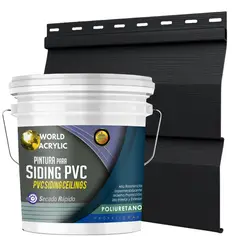 WORLD ACRYLIC - ESMALTE PU - TINETA 10 LITROS SIDING PCV PLASTICOS - NEGRO OBSIDIANA
