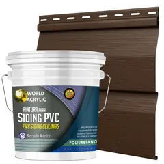 WORLD ACRYLIC - ESMALTE PU - TINETA 10 LITROS SIDING PCV PLASTICOS - NOGAL CLÁSICO