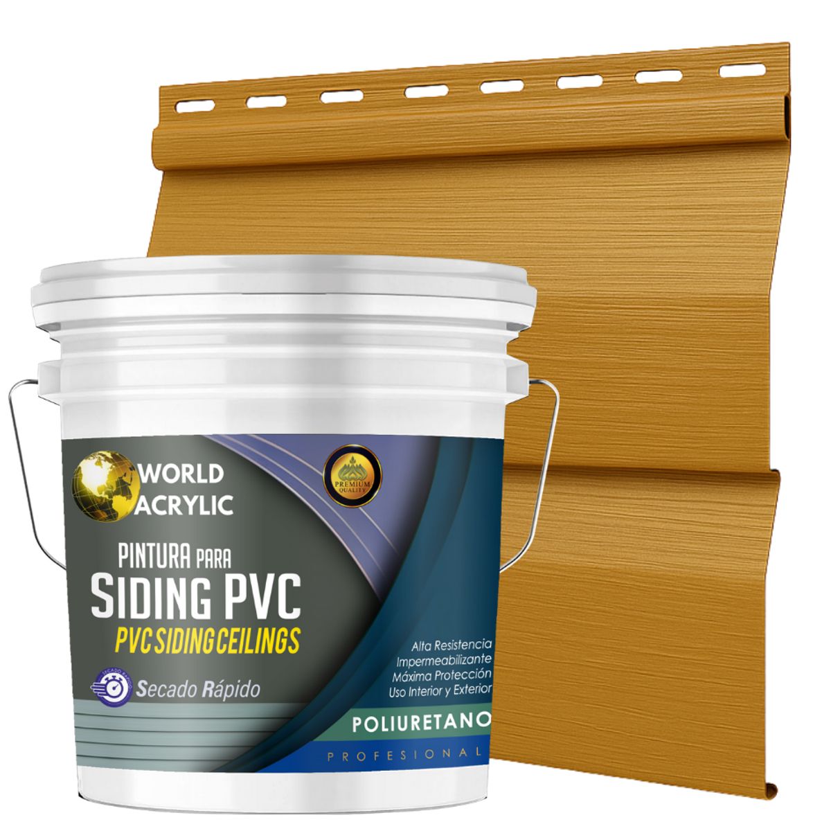 WORLD ACRYLIC - ESMALTE PU - TINETA 10 LITROS SIDING PCV PLASTICOS - OCRE CÁLIDO