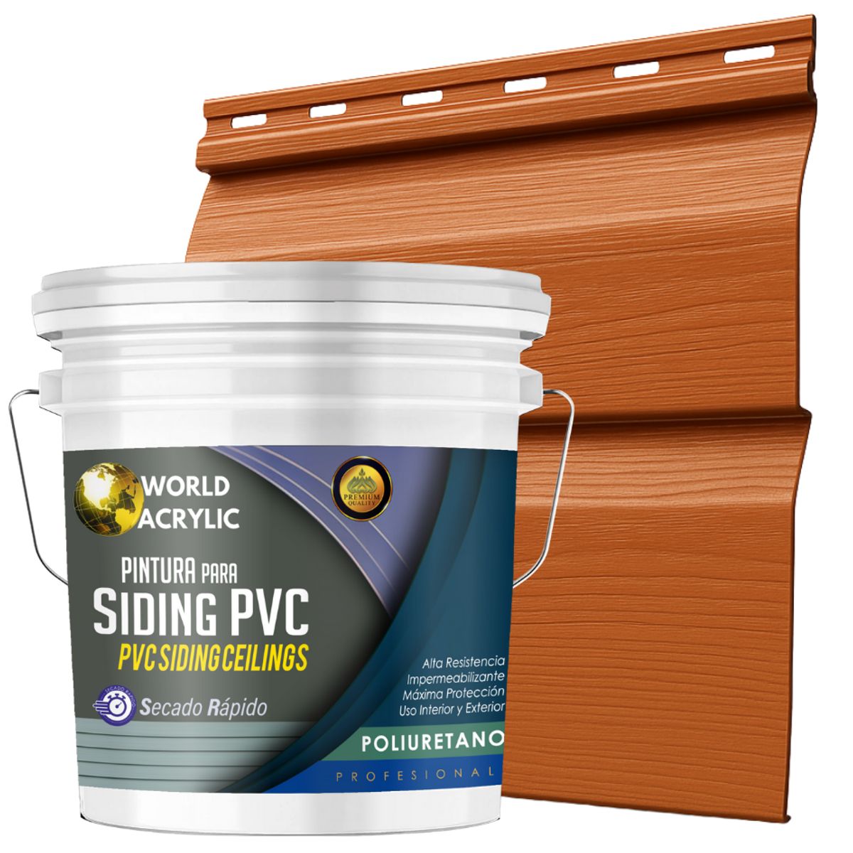 WORLD ACRYLIC - ESMALTE PU - TINETA 10 LITROS SIDING PCV PLASTICOS - PINO OREGÓN