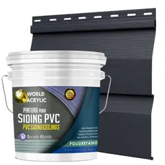 WORLD ACRYLIC - ESMALTE PU - TINETA 10 LITROS SIDING PCV PLASTICOS - PIZARRA