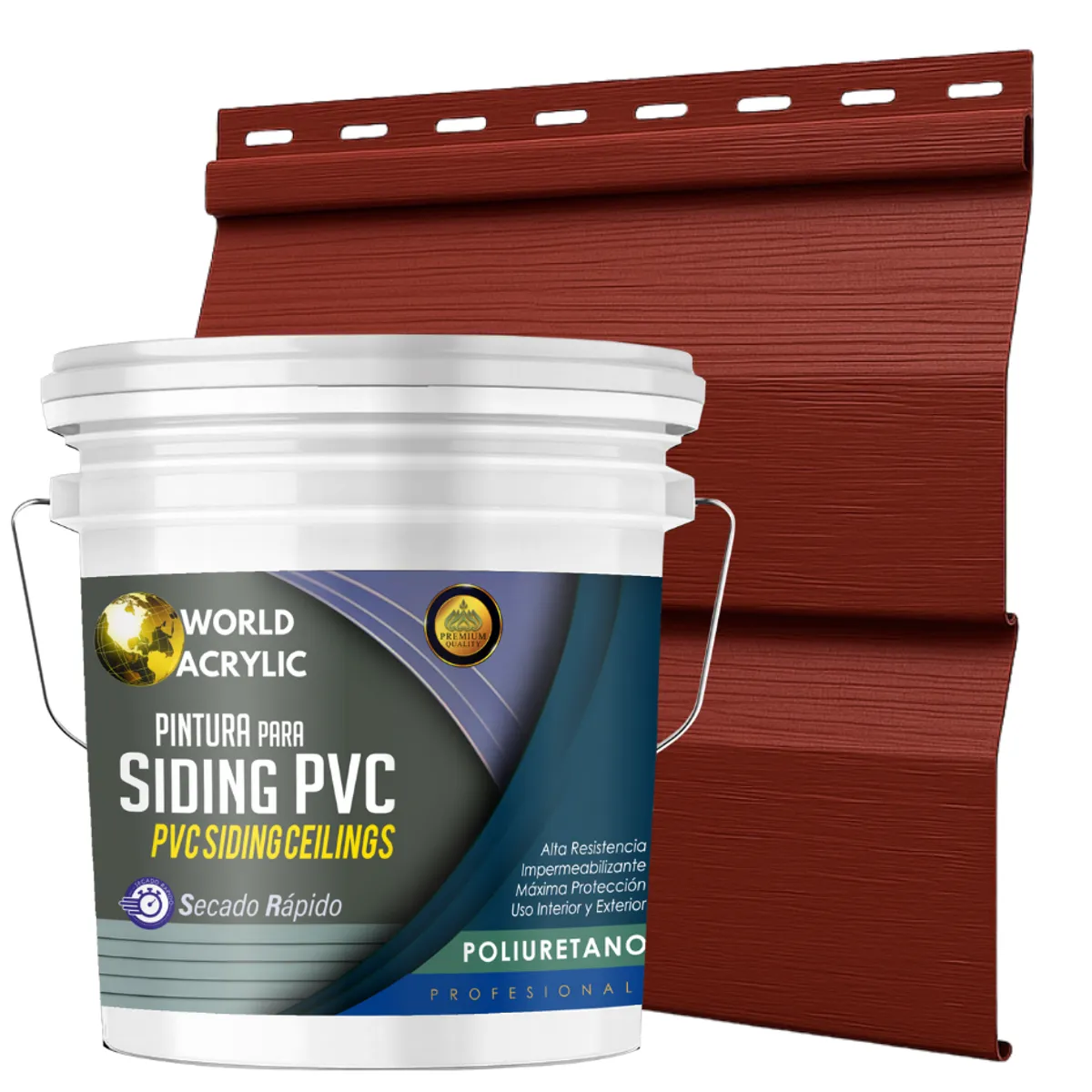 ESMALTE PU - TINETA 10 LITROS SIDING PCV PLASTICOS - ROJO LADRILLO, marca WORLD ACRYLIC - Foto Principal