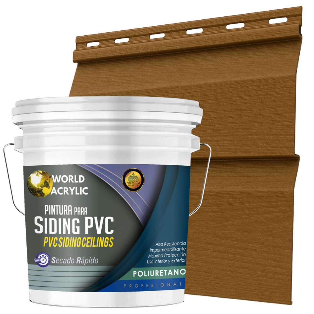 WORLD ACRYLIC - ESMALTE PU - TINETA 10 LITROS SIDING PCV PLASTICOS - TECA CÁLIDA