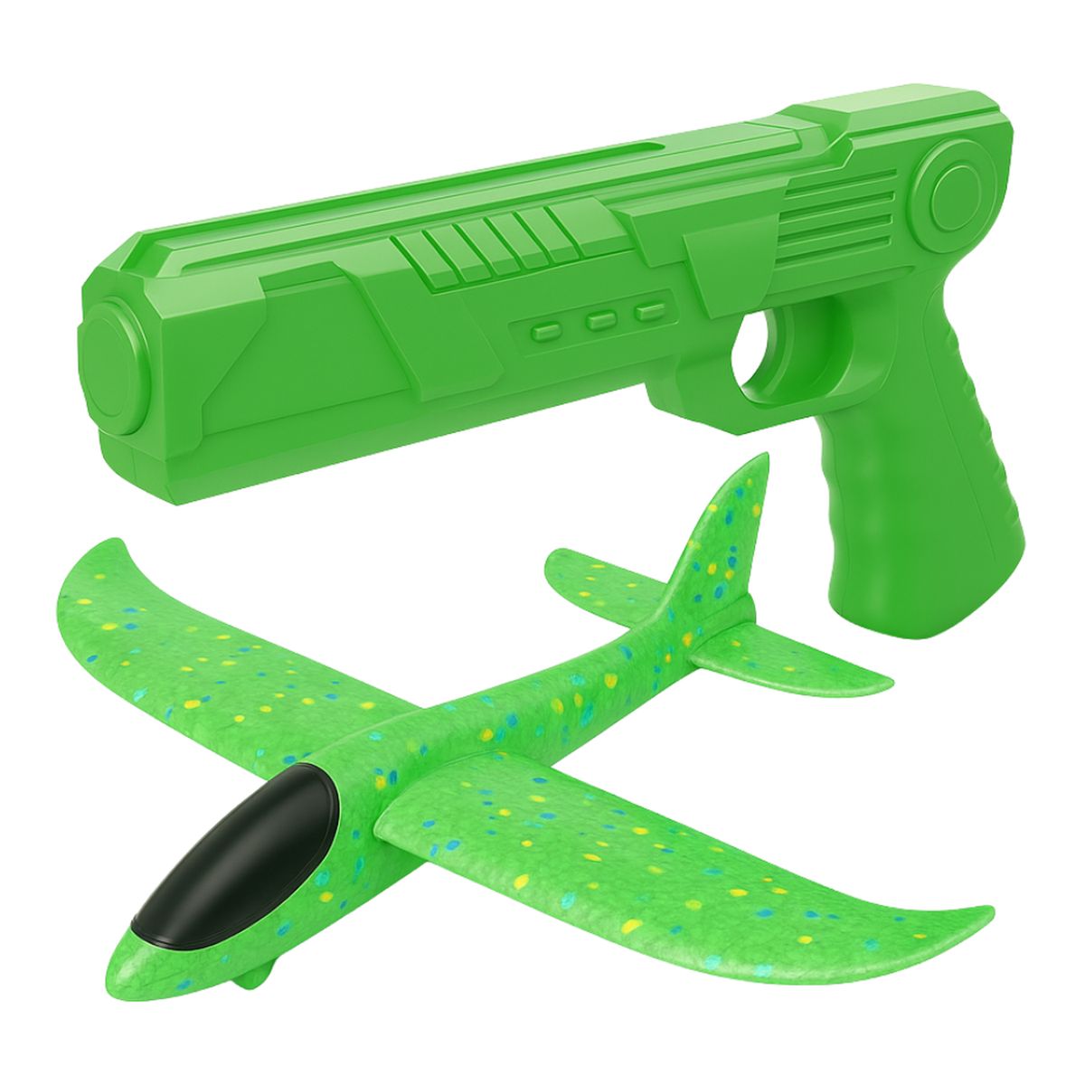 FLIPEREX - Juguete Avion Planeador Con Pistola Disparo Aereo Niños - Verde