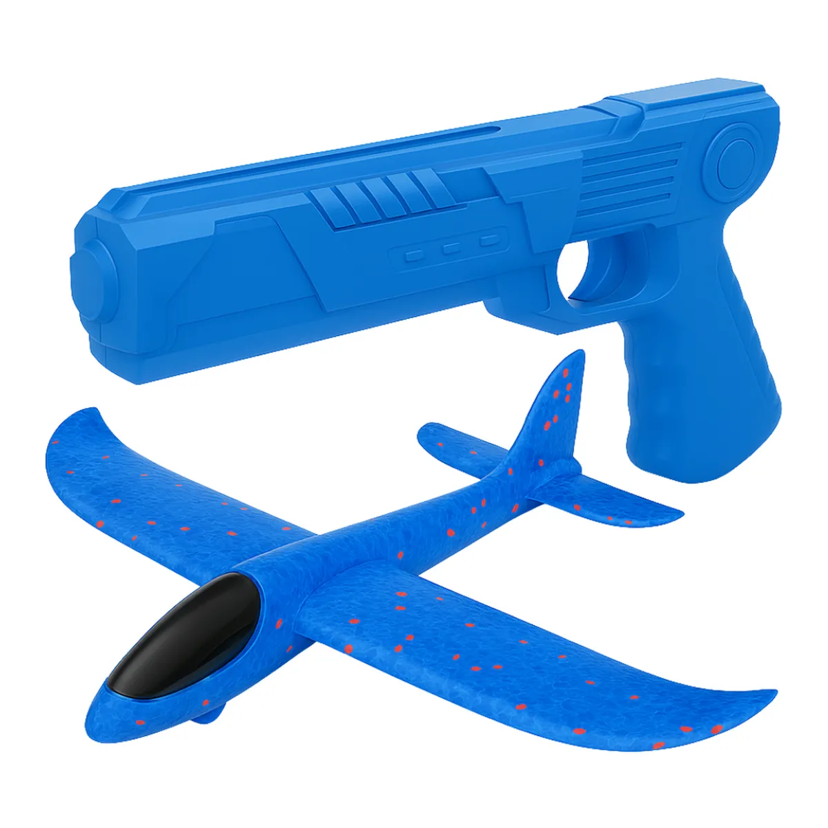 FLIPEREX - Juguete Avion Planeador Con Pistola Disparo Aereo Niños - Azul