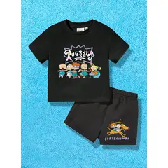 KIRAMA CLOTHING STORE - Set de camiseta y shorts con personajes animados para chicos