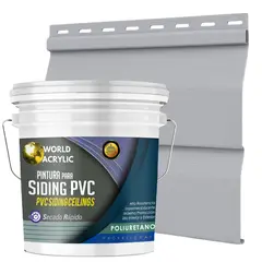 WORLD ACRYLIC - ESMALTE PU - TINETA 10 LITROS SIDING PCV PLASTICOS - CENIZA PLATA