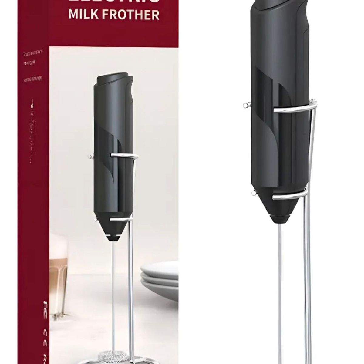 GENERICO - Revolvedor Portátil Mini Batidor Eléctrico Con Soporte Café