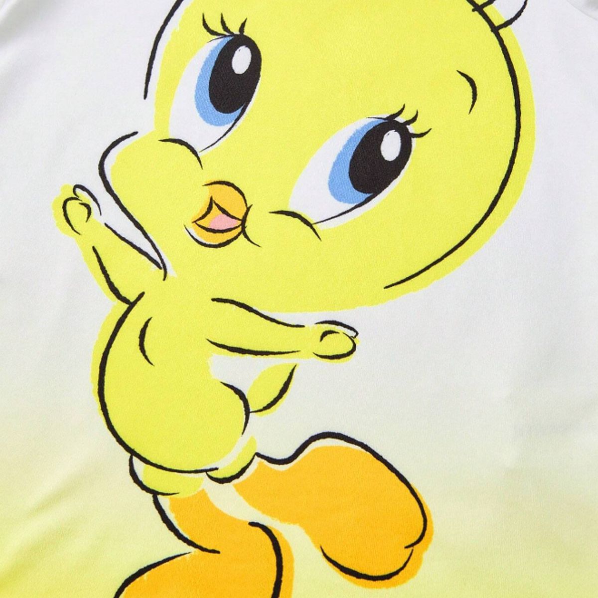 KIRAMA CLOTHING STORE - Vestido blanco con estampado de dibujos animados y degradado amarillo para chicas