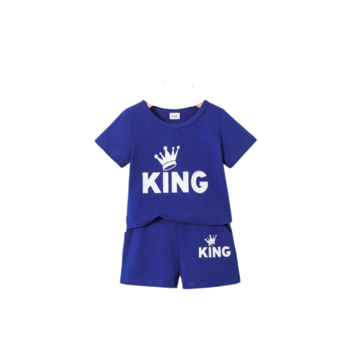KIRAMA CLOTHING STORE - Set azul real “KING” de camiseta y shorts deportivos para chicos