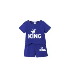 KIRAMA CLOTHING STORE - Set azul real “KING” de camiseta y shorts deportivos para chicos