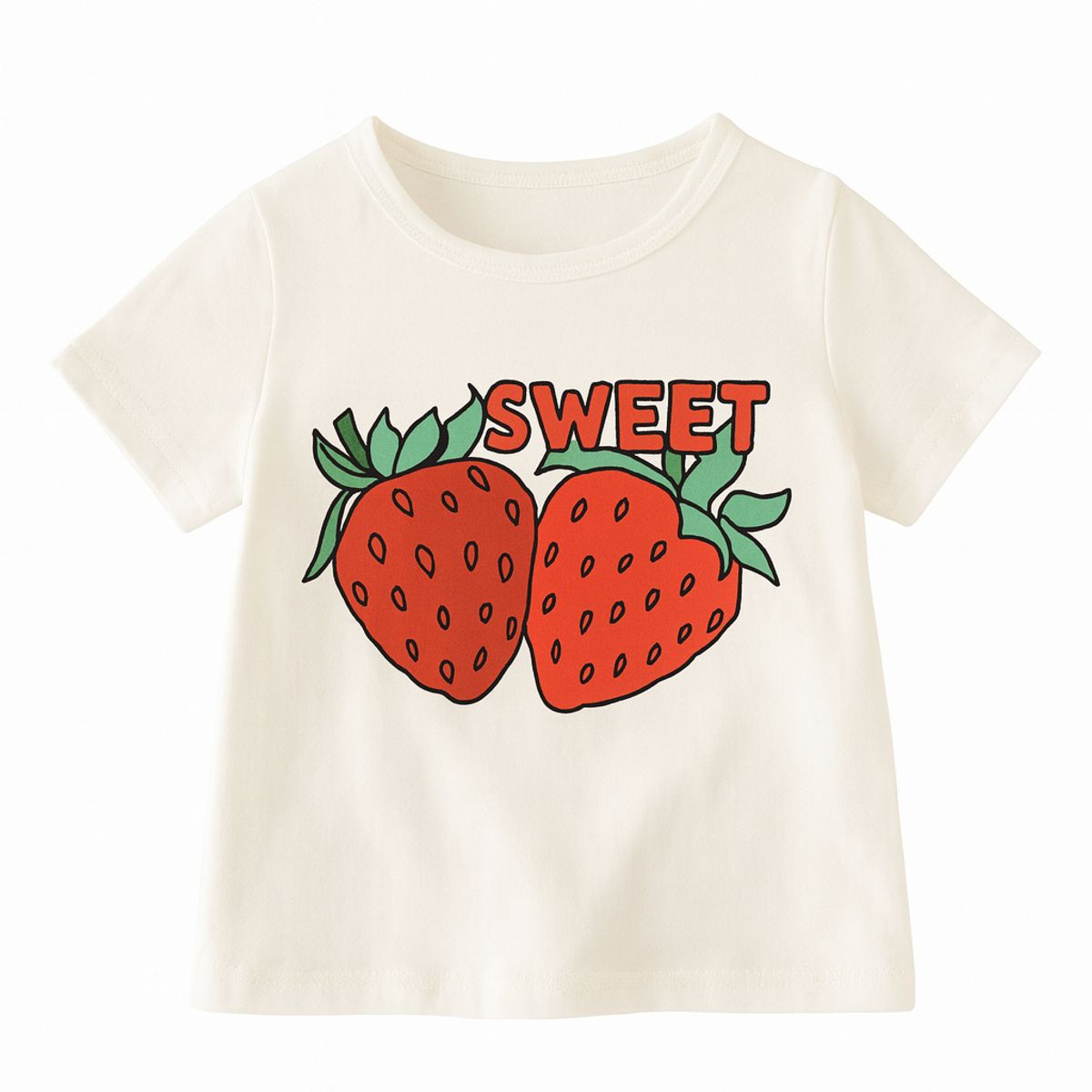 KIRAMA CLOTHING STORE - Polera blanca “SWEET” con estampado de frutillas para chicas
