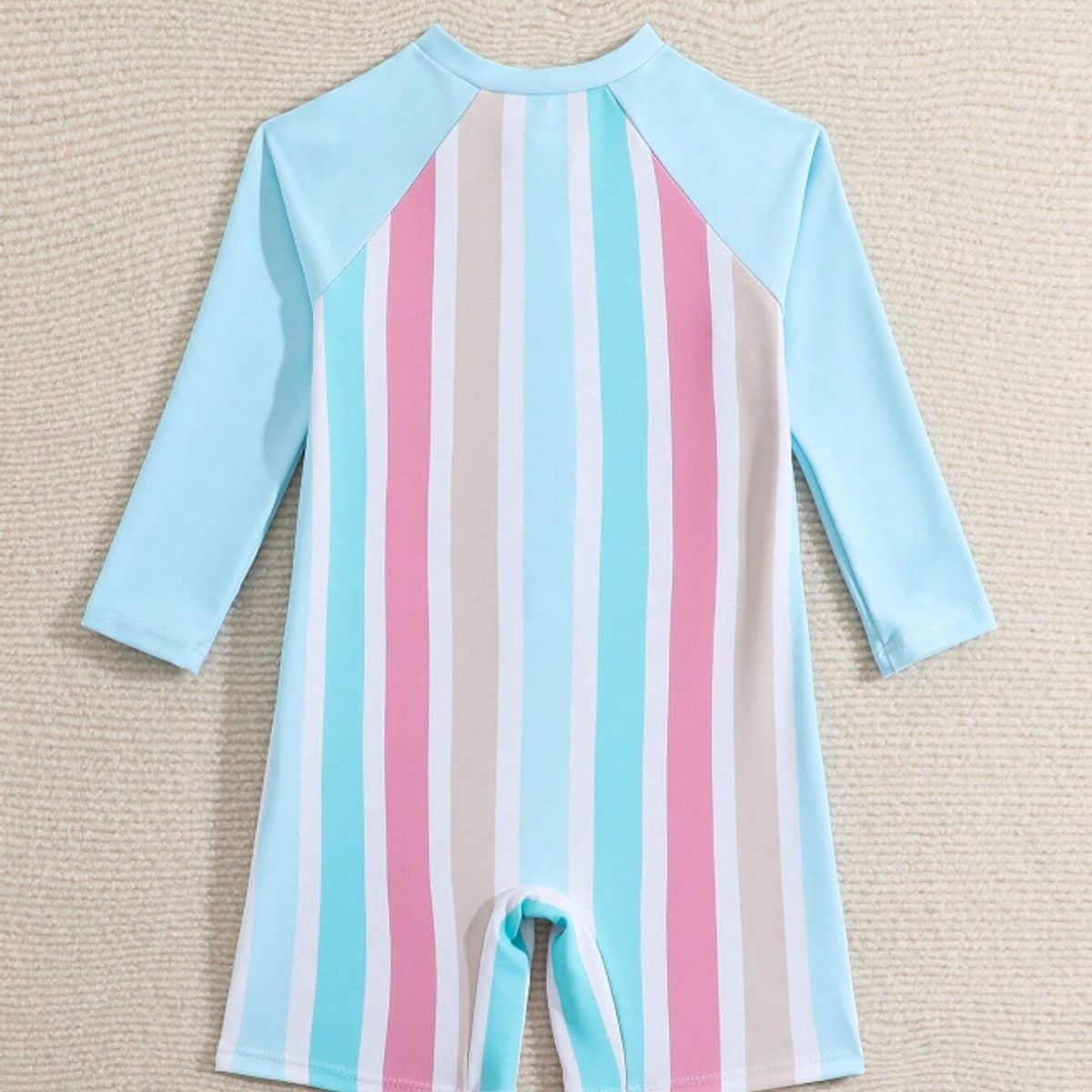 KIRAMA CLOTHING STORE - Traje de baño multicolor con rayas pastel y manga larga para chicas