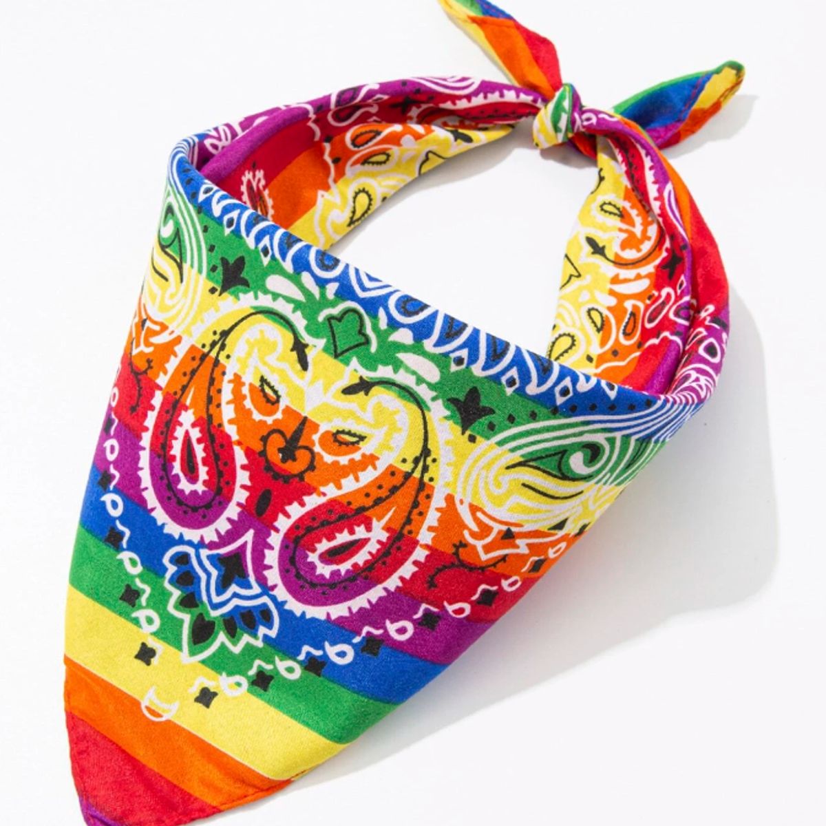 KIRAMA CLOTHING STORE - Bandana multicolor estilo cuadrado con diseño paisley arcoíris