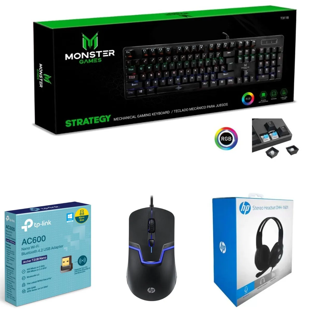 LOTENDRAS - PC Gamer Ryzen 3 3200G + Monitor 22” + Teclado , Mouse Gamer, Audifonos