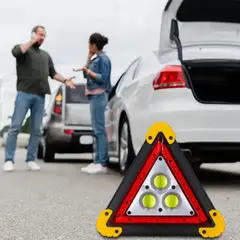 MOVI - Triángulo de emergencia recargable y con panel solar Luz Led y linterna