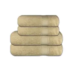 CHITECO - Pack 4 Toallas (By Lourdes) Algodón 400g Baño & Manos Beige