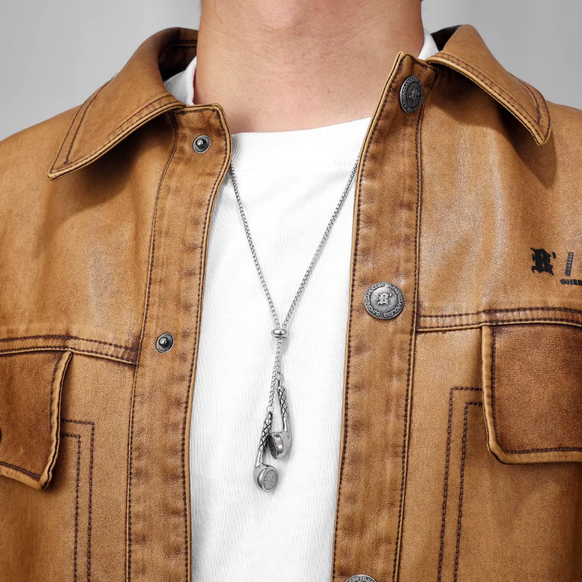 GENERICO - Collar Audífonos Titanio Silver Space New Moda Musica