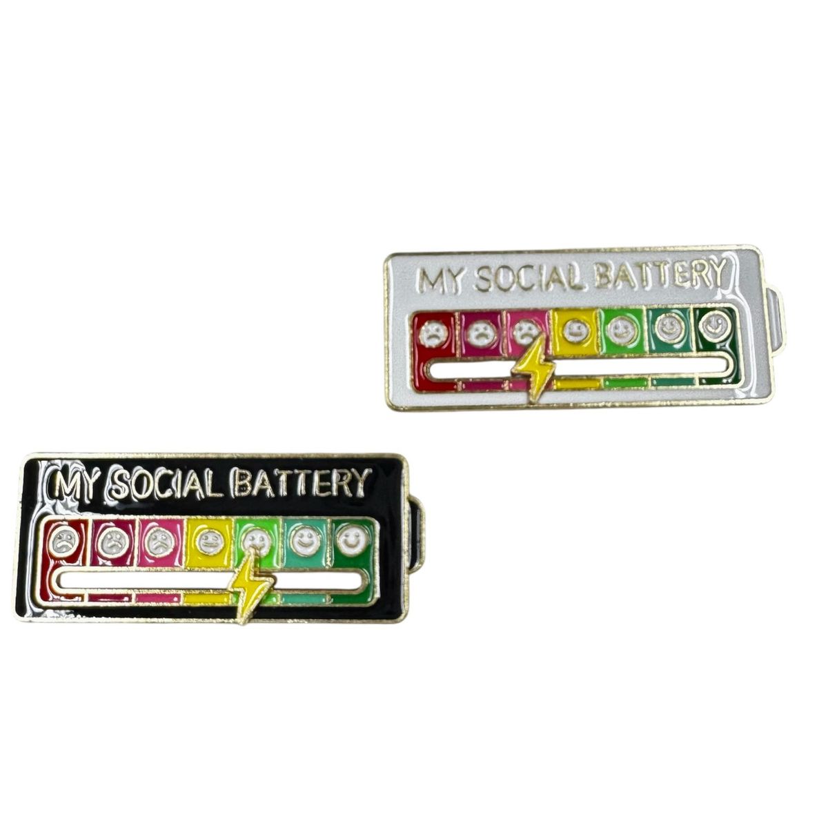 GENERICO - Pack Pin Batería Social My Social Battery Divertido 2 Unidades