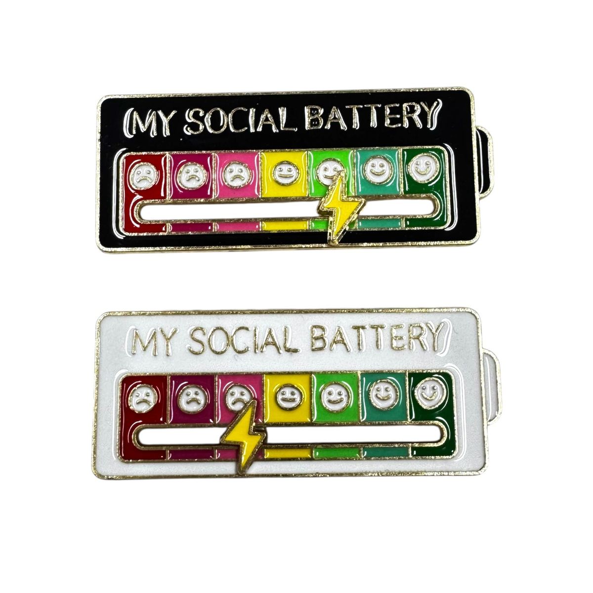 GENERICO - Pack Pin Batería Social My Social Battery Divertido 2 Unidades