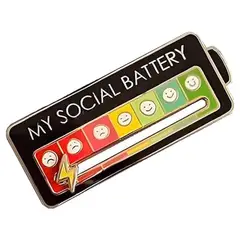GENERICO - Pin Batería Social Negro My Social Battery Divertido