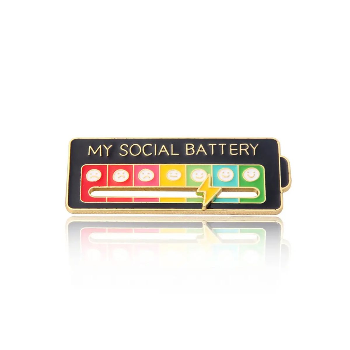 GENERICO - Pin Batería Social Negro My Social Battery Divertido