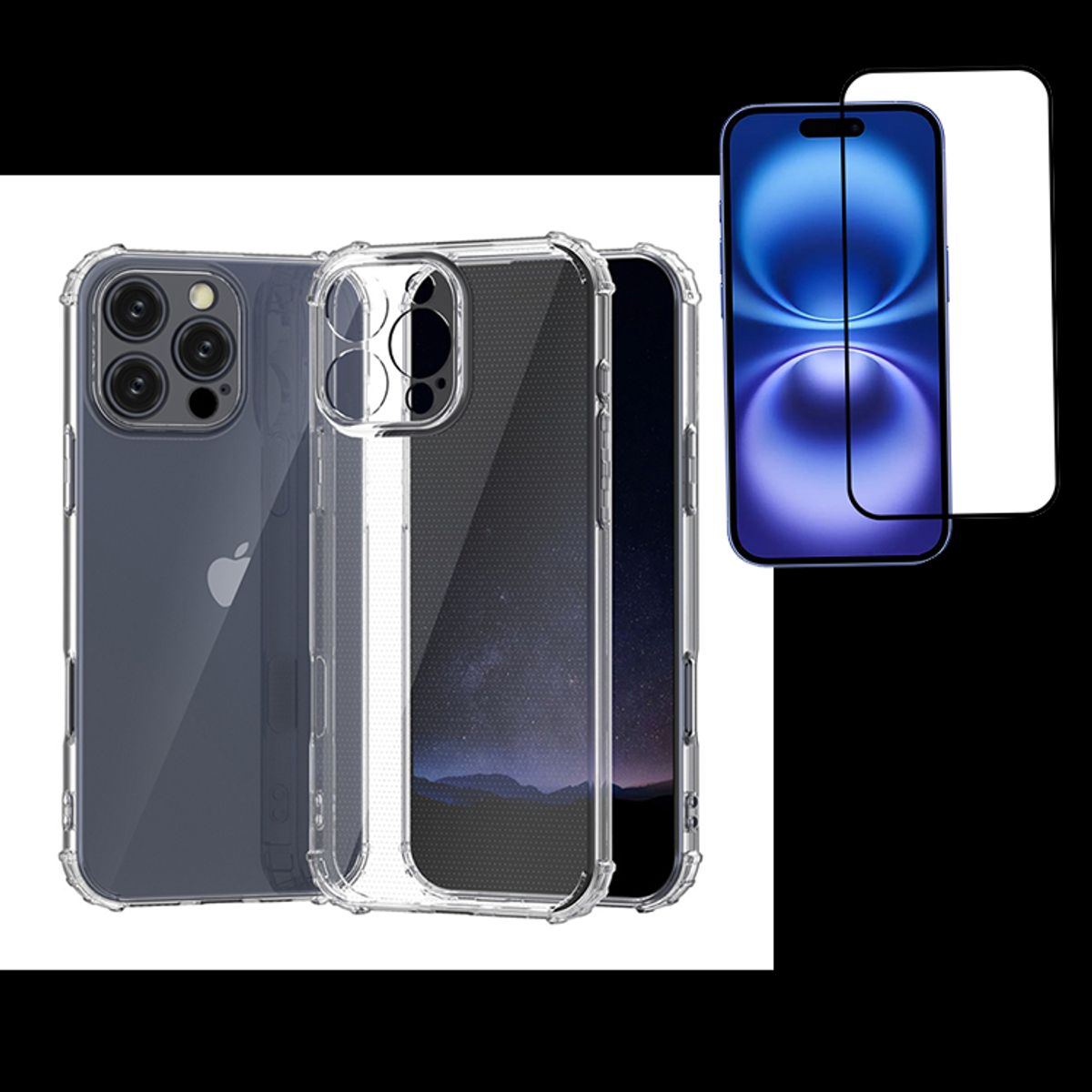 GENERICO - Carcasa Transparente Premium + Lamina 9H para iPhone 16 pro