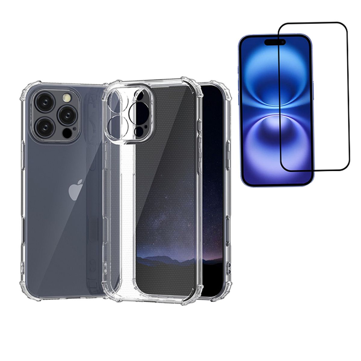 GENERICO - Carcasa Transparente Premium + Lamina 9H para iPhone 16 pro