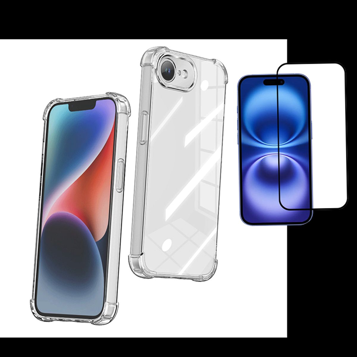 GENERICO - Carcasa Transparente Premium Compatible con iPhone 16E  17E + Lamina 9H