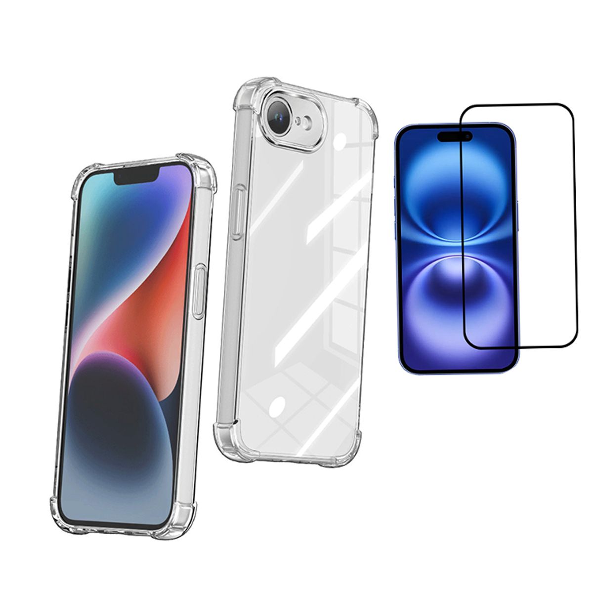 GENERICO - Carcasa Transparente Premium Compatible con iPhone 16E  17E + Lamina 9H