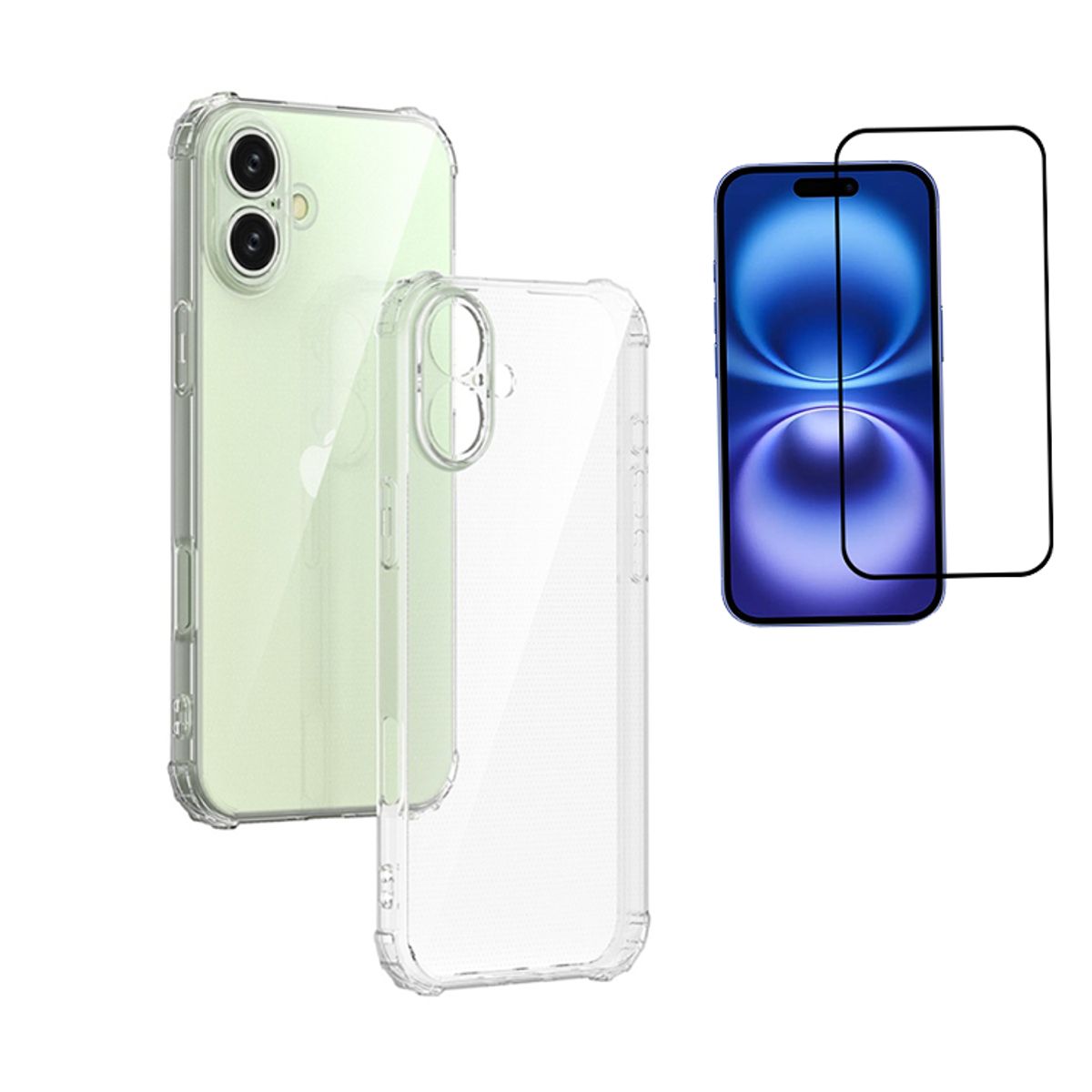 GENERICO - Carcasa Transparente Premium + Lamina 9H para iPhone 16 Plus