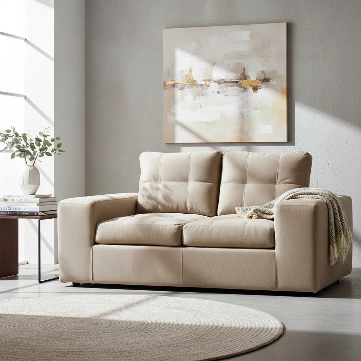 MUEBLES COTTONI - Sofá 2 cuerpos Lucca Felpa