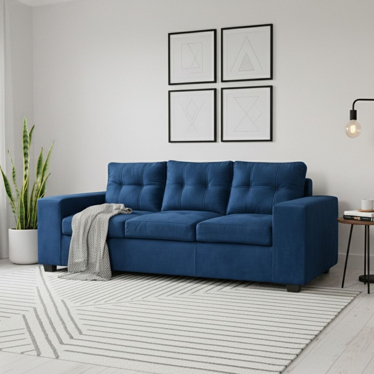 MUEBLES COTTONI - Sofá 3 cuerpos Lucca Felpa