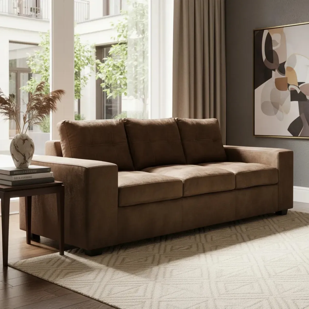 MUEBLES COTTONI - Sofá 3 cuerpos Lucca Felpa