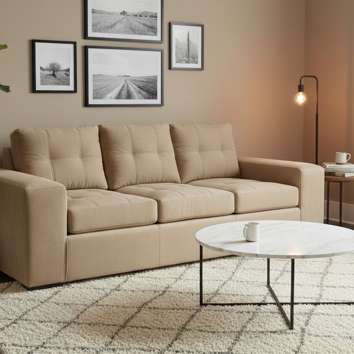 MUEBLES COTTONI - Sofá 3 cuerpos Lucca Felpa