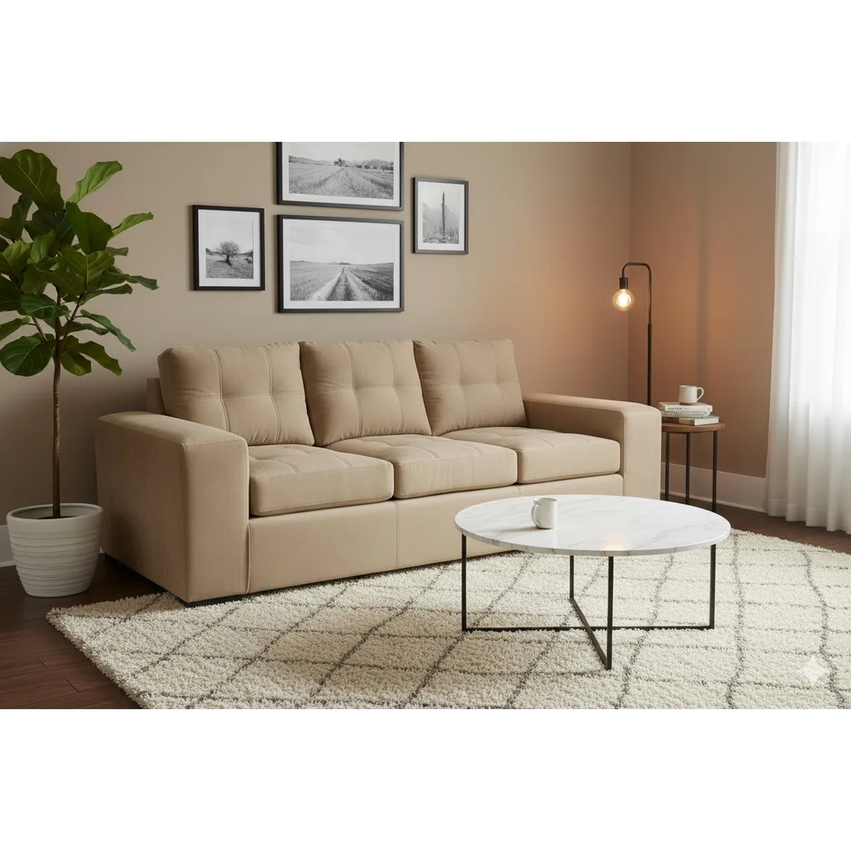 MUEBLES COTTONI - Sofá 3 cuerpos Lucca Felpa