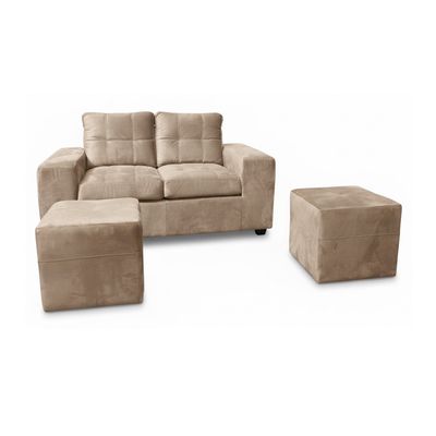 Imagen 2 del producto Sofá 2 cuerpos + 2 Pouf Lucca Felpa