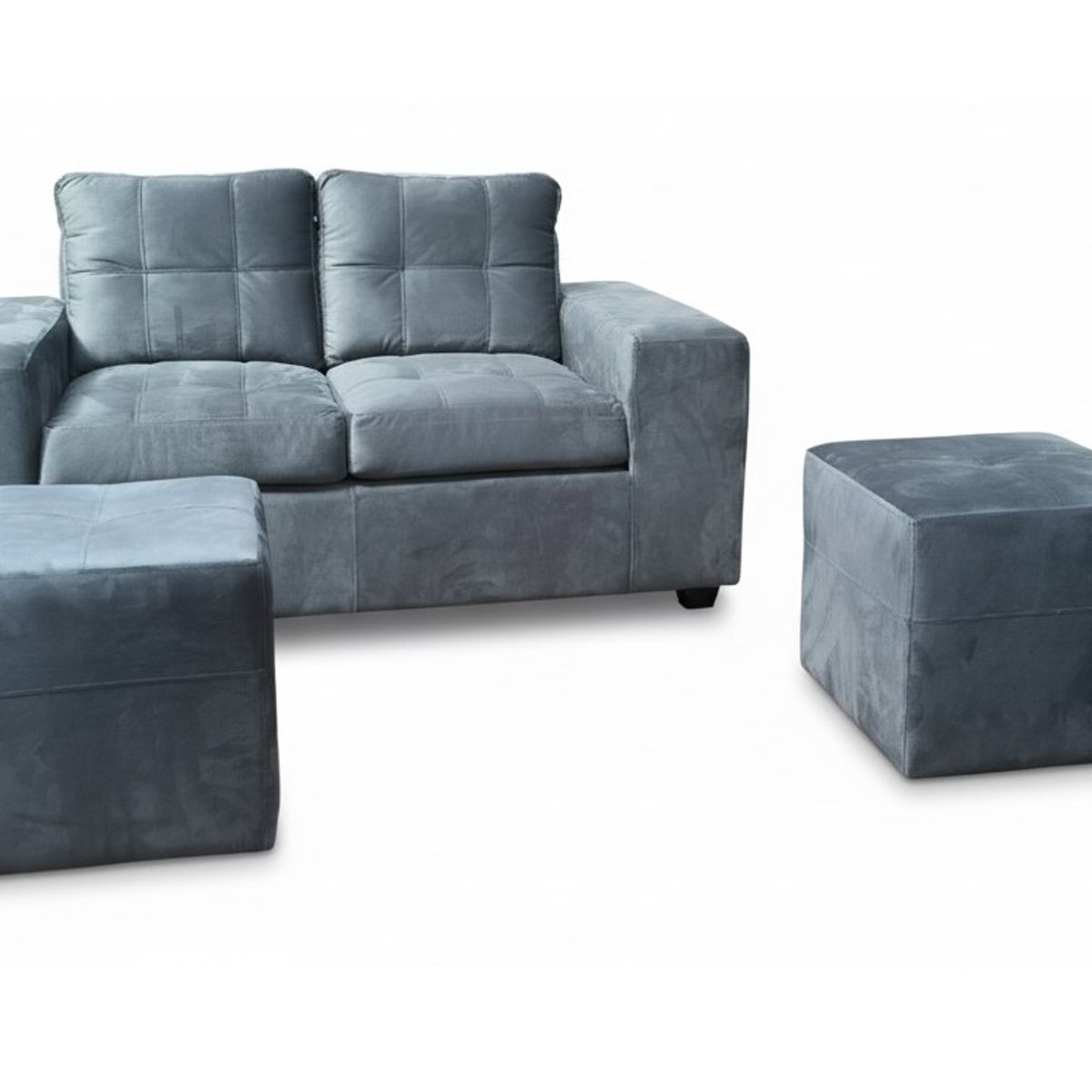 MUEBLES COTTONI - Sofá 2 cuerpos + 2 Pouf Lucca Felpa
