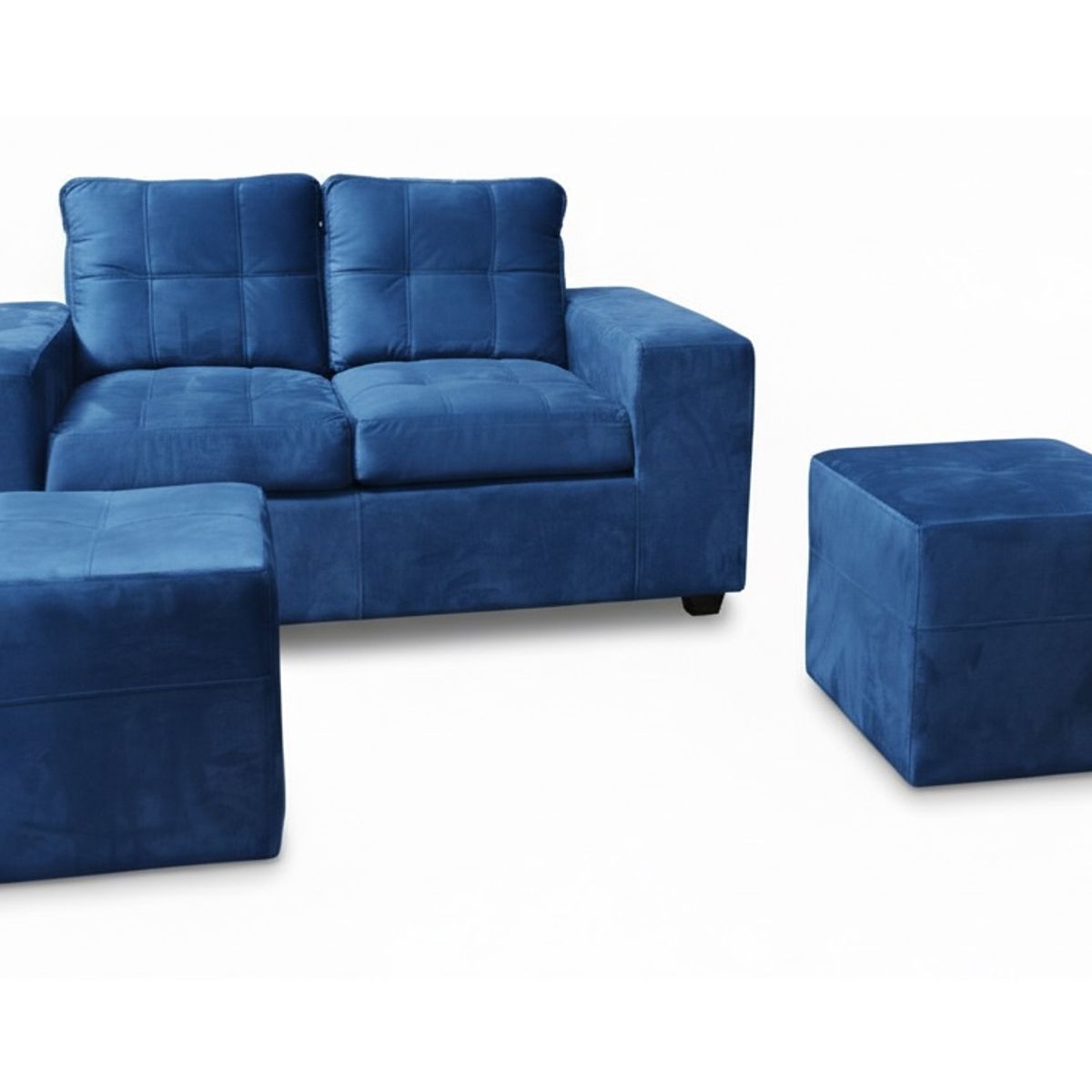 MUEBLES COTTONI - Sofá 2 cuerpos + 2 Pouf Lucca Felpa