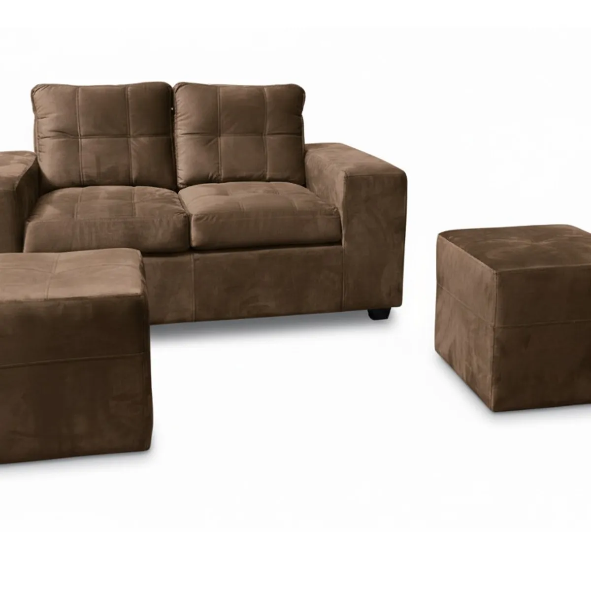 MUEBLES COTTONI - Sofá 2 cuerpos + 2 Pouf Lucca Felpa