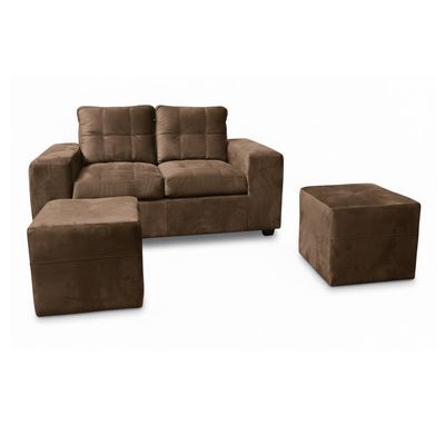 Imagen 2 del producto Sofá 2 cuerpos + 2 Pouf Lucca Felpa