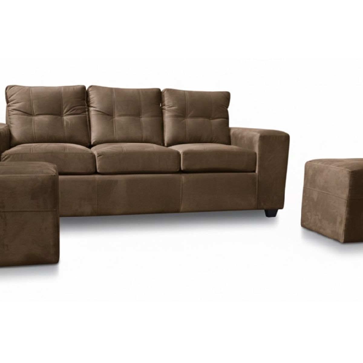 MUEBLES COTTONI - Sofá 3 cuerpos + 2 Pouf Lucca Felpa