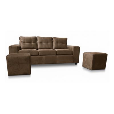 Imagen 2 del producto Sofá 3 cuerpos + 2 Pouf Lucca Felpa