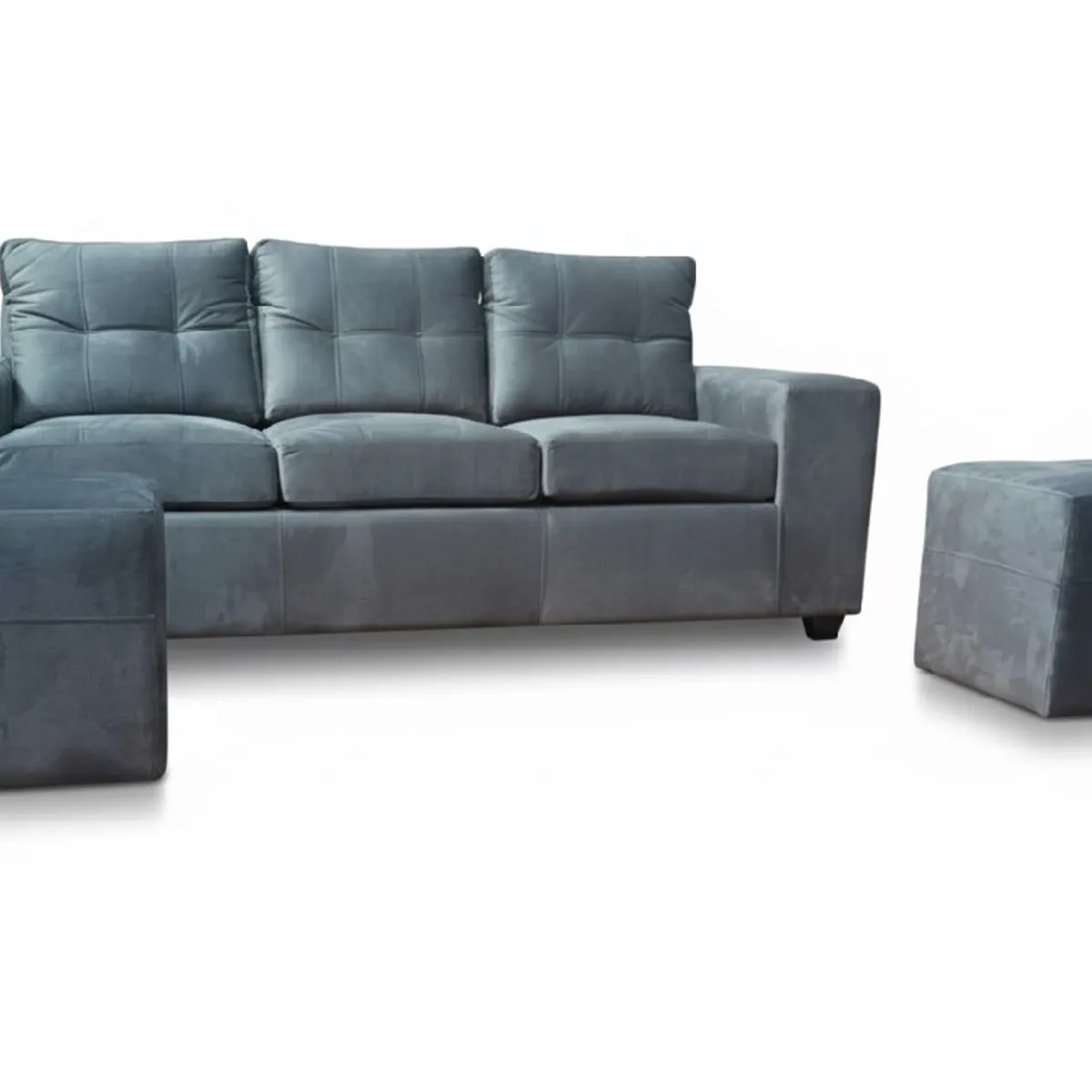 MUEBLES COTTONI - Sofá 3 cuerpos + 2 Pouf Lucca Felpa.