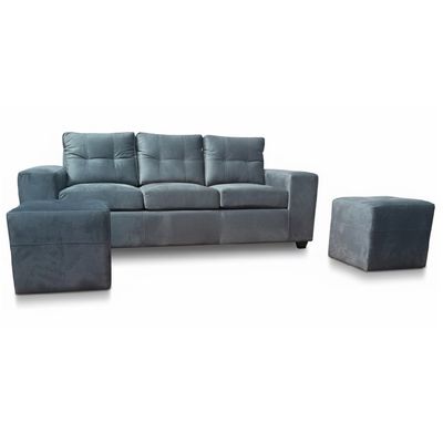 Imagen 2 del producto Sofá 3 cuerpos + 2 Pouf Lucca Felpa