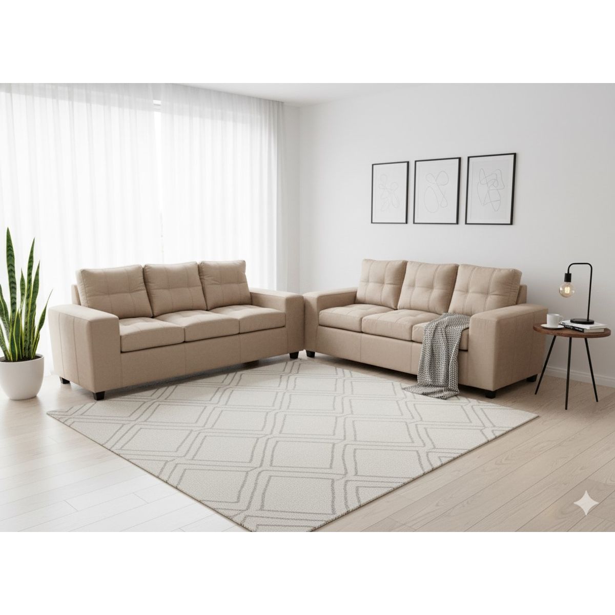MUEBLES COTTONI - Living 3-2 Lucca Felpa