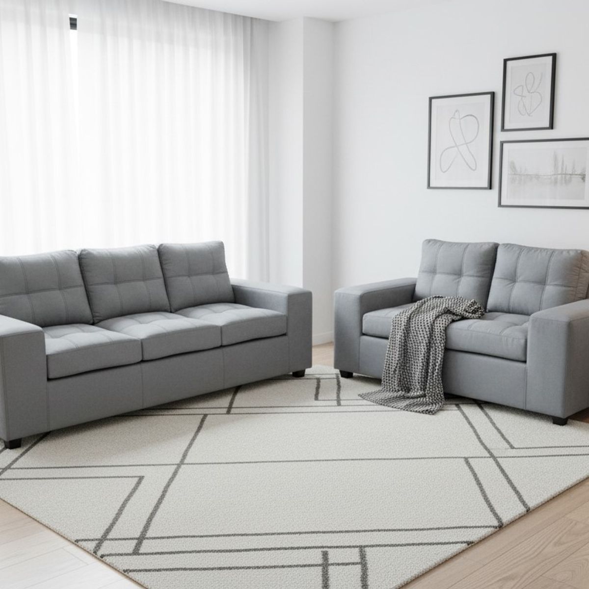 MUEBLES COTTONI - Living 3-2 Lucca Felpa